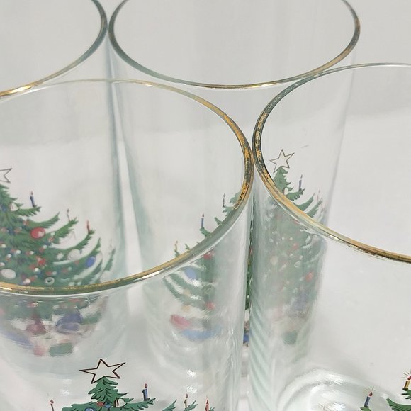 Vintage Christmas Tree Highball Glasses, Set of 4 #1340 - Picture 2 of 14